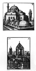Die Atik Ali Pasha Moschee und ein Friedhof in Konstantinopel, 1576